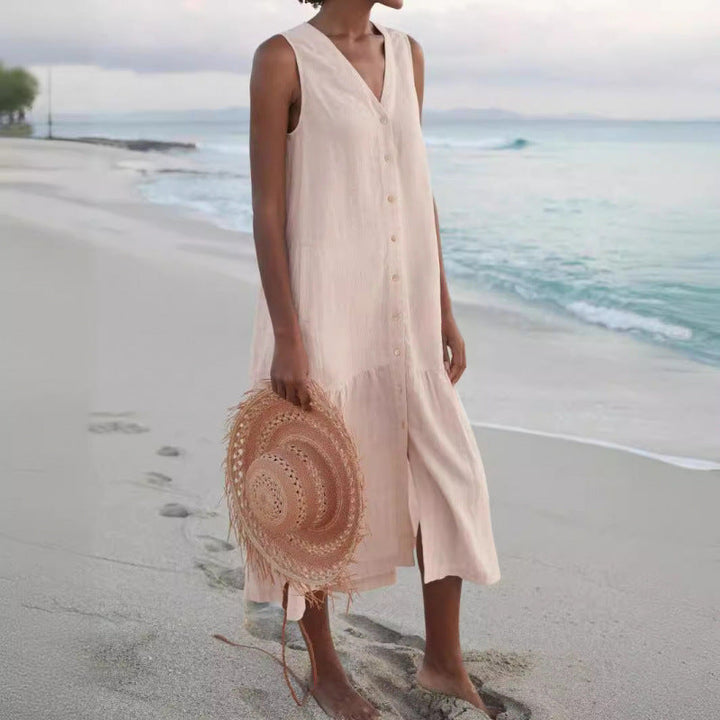 Damen Sommerliches Leinenkleid Drune