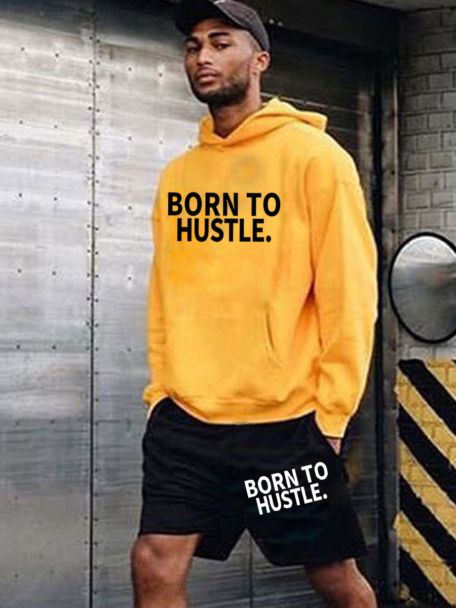 Damen Sportliches Hoodie und Shorts Set mit motivierendem Schriftzug Drune