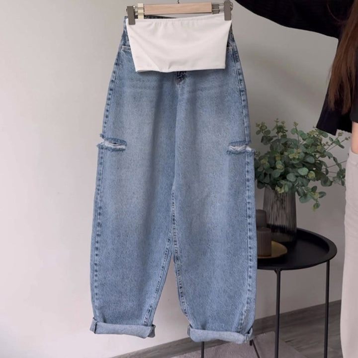 Damen lässige Baggy-Jeans mit distressed Details Drune
