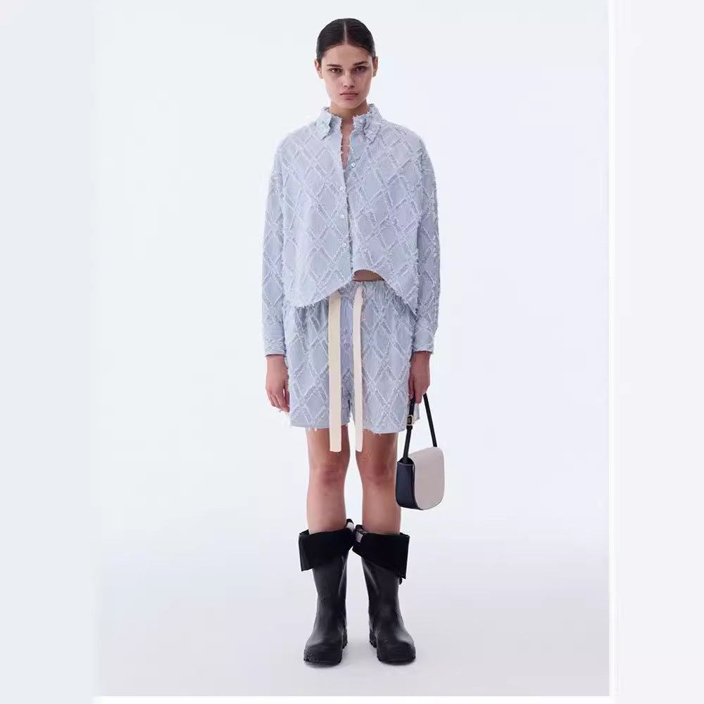Damen lässige Shorts mit elastischem Bund und slidlichem Muster Drune