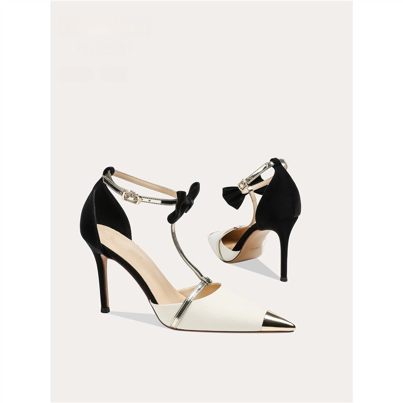 Damen elegante High Heel Schuhe mit modischem Riemendesign und zierlicher Schleifenverzierung Drune