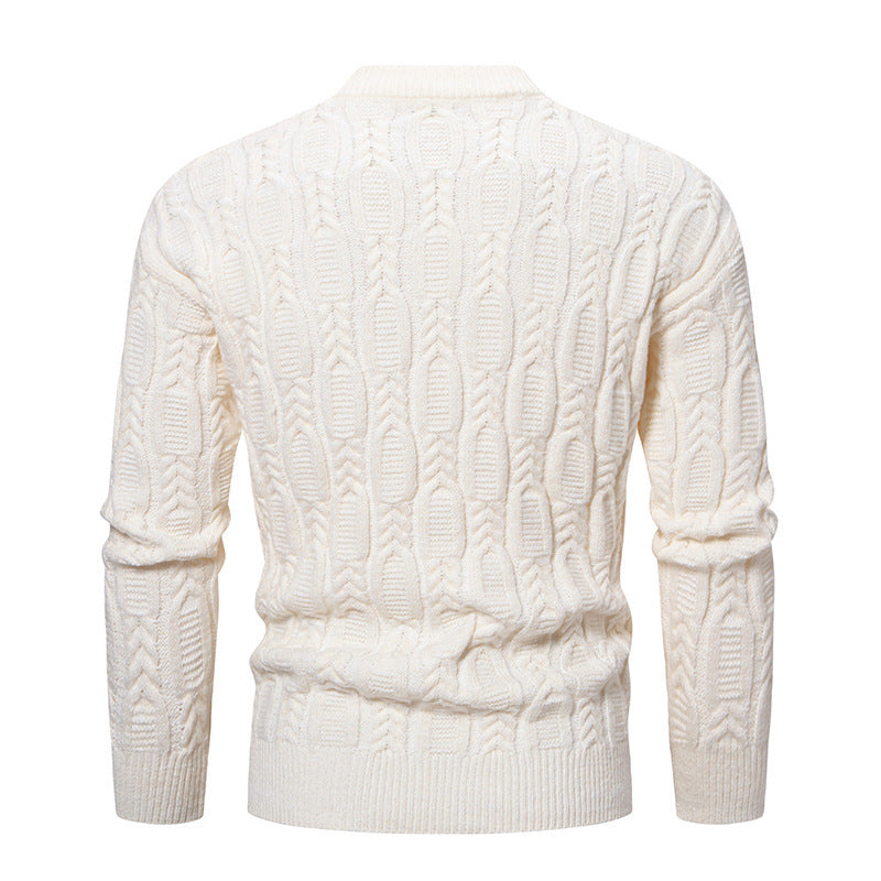 Herren modischer Rollkragenpullover mit strukturiertem Zopfmuster Drune