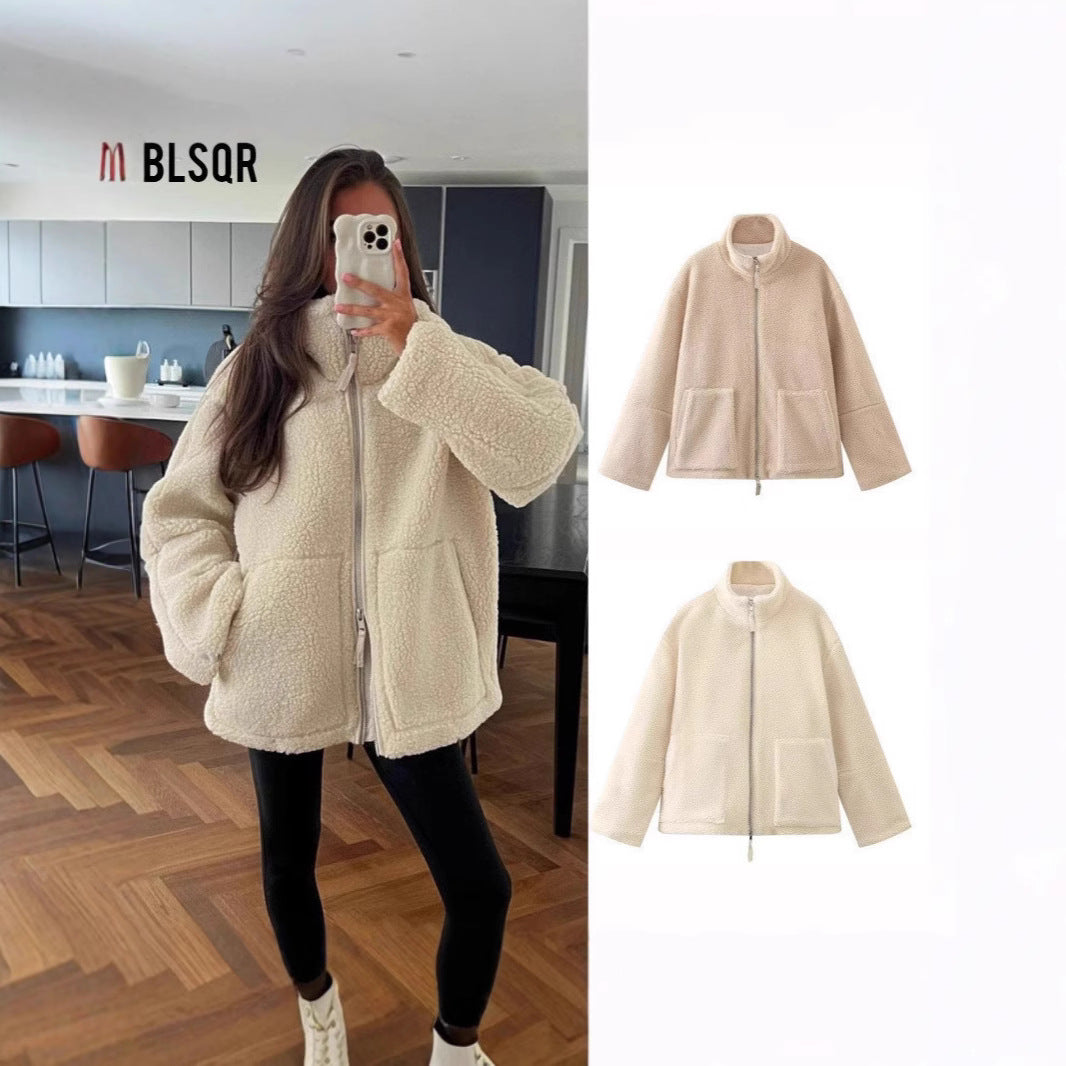 Femme Cozy Sherpa Zip-Up Jacke Drune