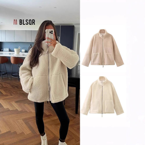 Femme Cozy Sherpa Zip-Up Jacke Drune