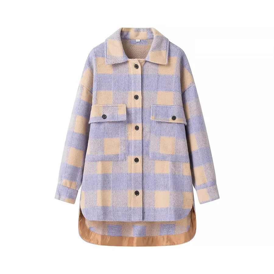 Damen Oversized Flanelljacke im Karomuster Drune