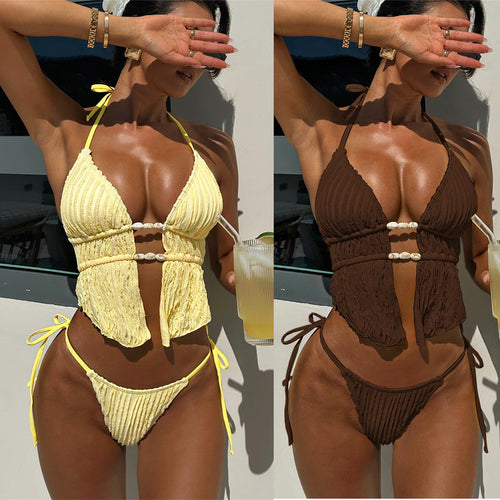 Damen Raffiniertes Bikini-Set mit Rüschendetails Drune