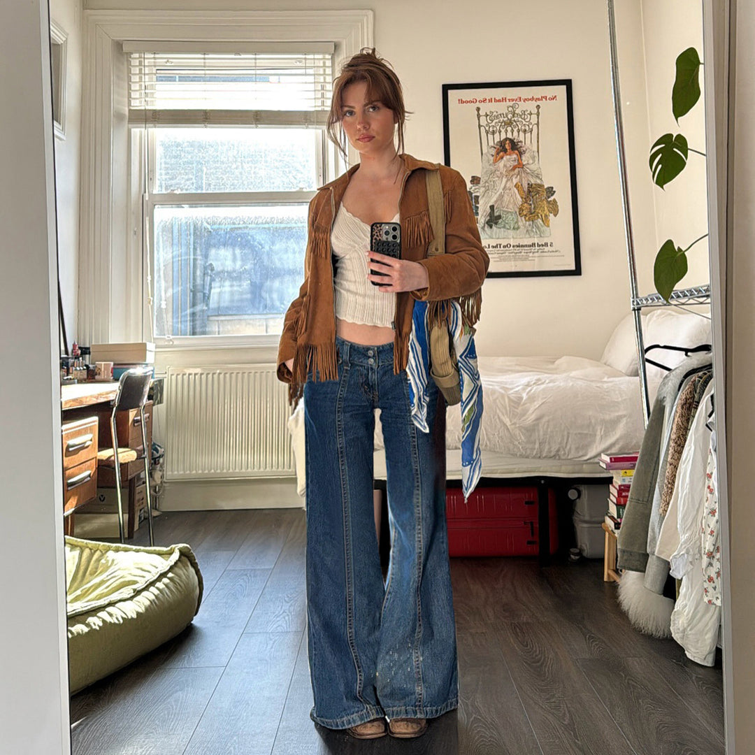 Damen weite Jeans mit hohem Bund und modernem Schnitt Drune