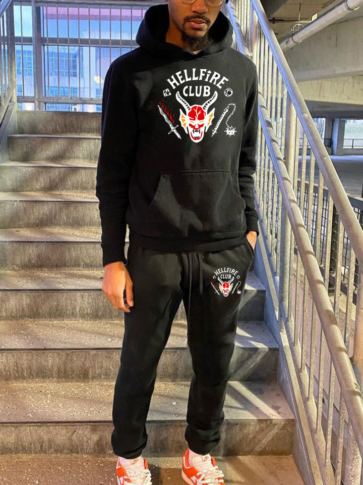 Herren bequemer Kapuzenpullover und Jogginghose Set mit auffälligem Grafikdesign Drune