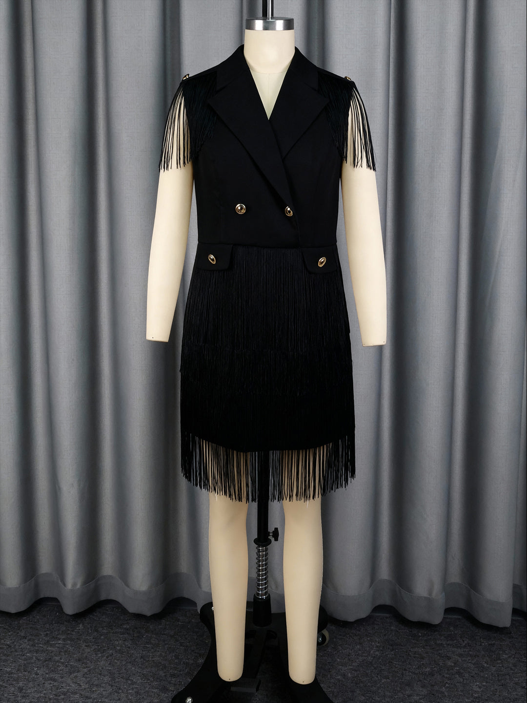 Damen Fransen-Kleid im eleganten Blazer-Stil Drune