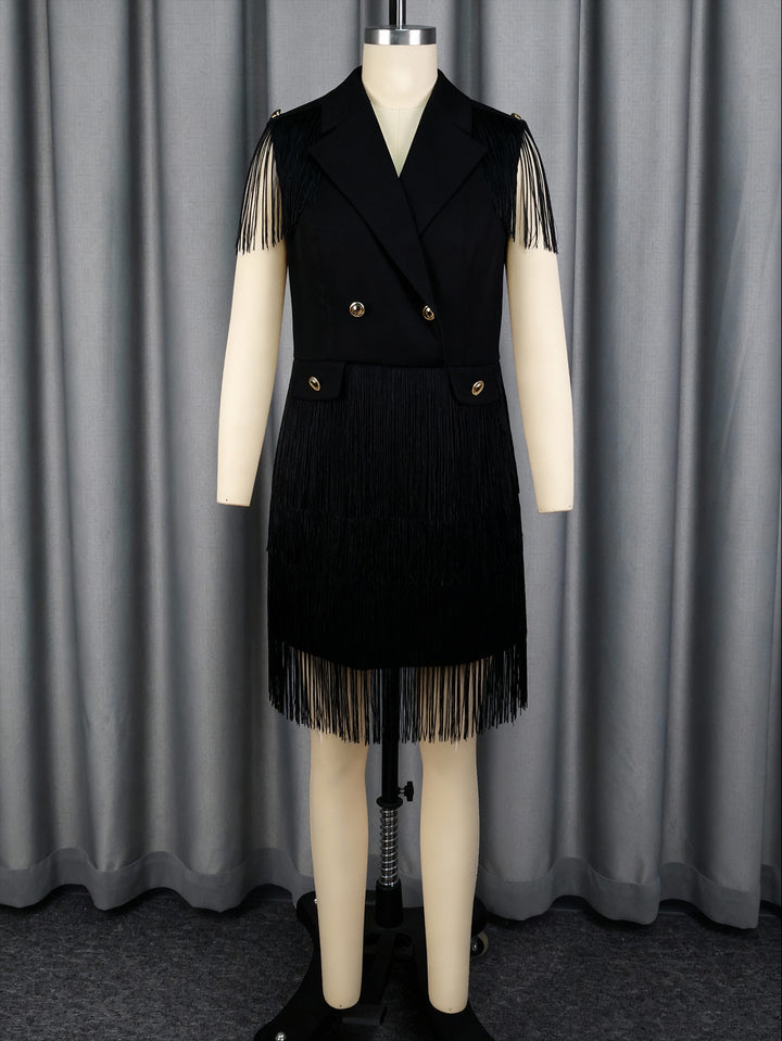 Damen Fransen-Kleid im eleganten Blazer-Stil Drune