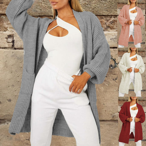 Damen Strickcardigan mit tiefem Schnitt und praktischen Taschen Drune