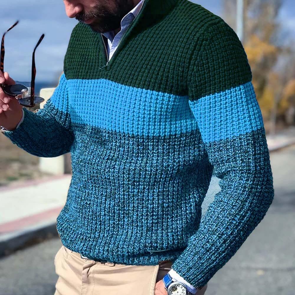 Drune | Gestrickter Pullover mit Blockfarben Acryl Warm und Modern