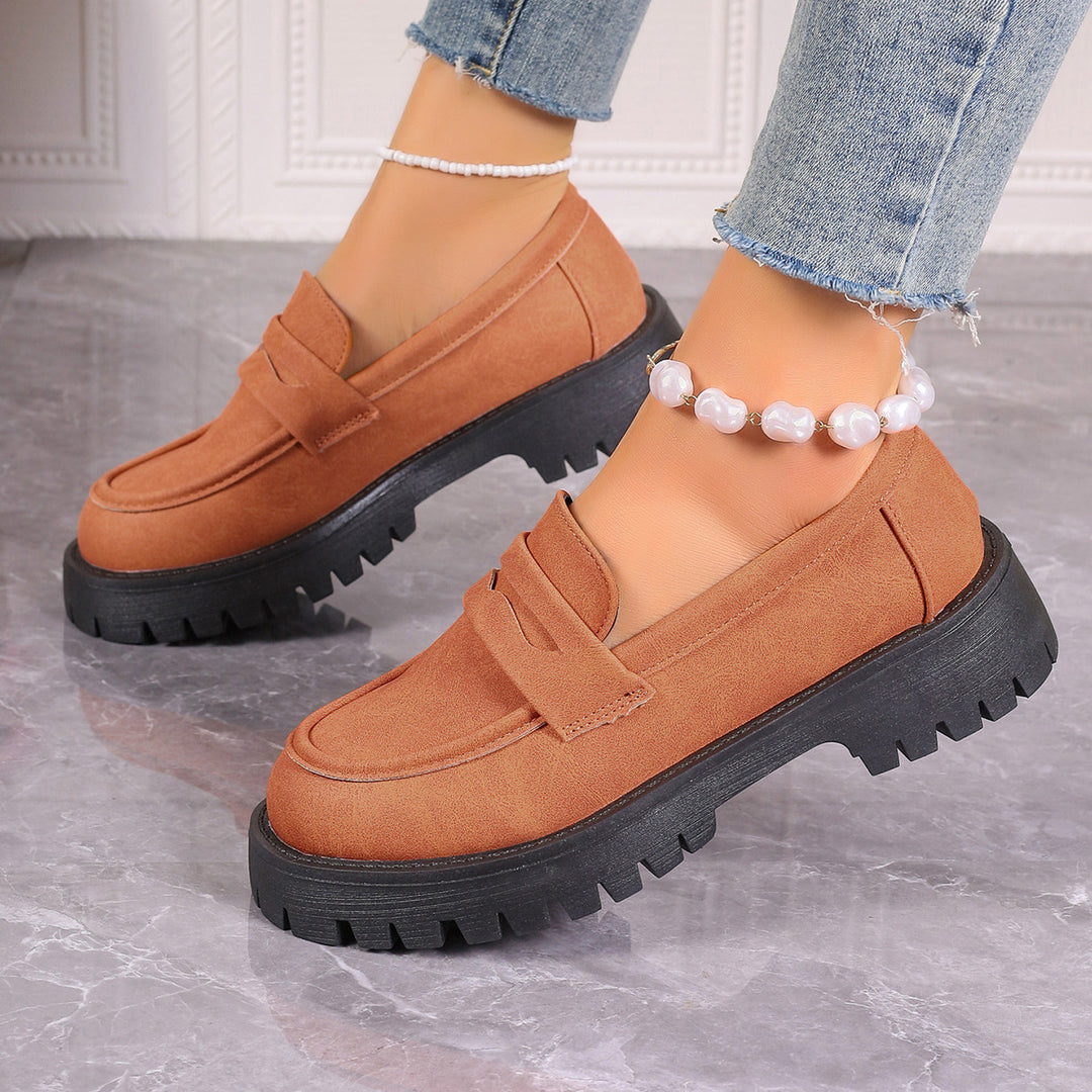 Damen nan Plateau-Loafer mit Profilsohle und Velourslederoptik Drune