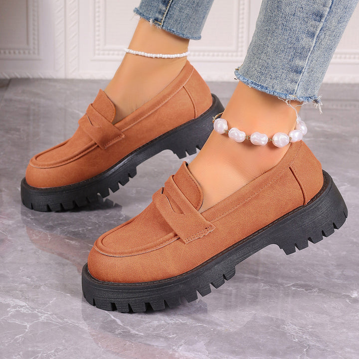 Damen nan Plateau-Loafer mit Profilsohle und Velourslederoptik Drune