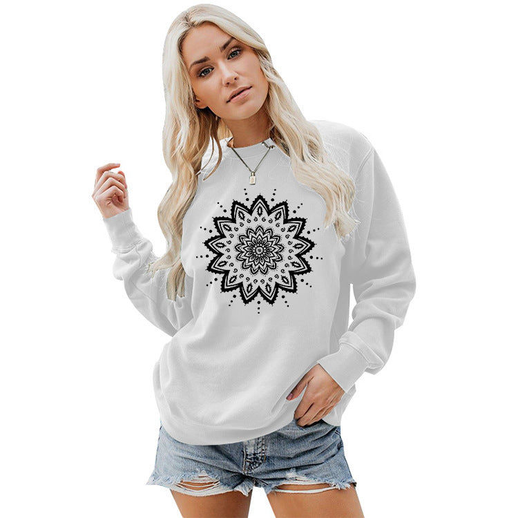 Damen Sweatshirt mit kreativem Mandala-Design und lässigem Schnitt Drune