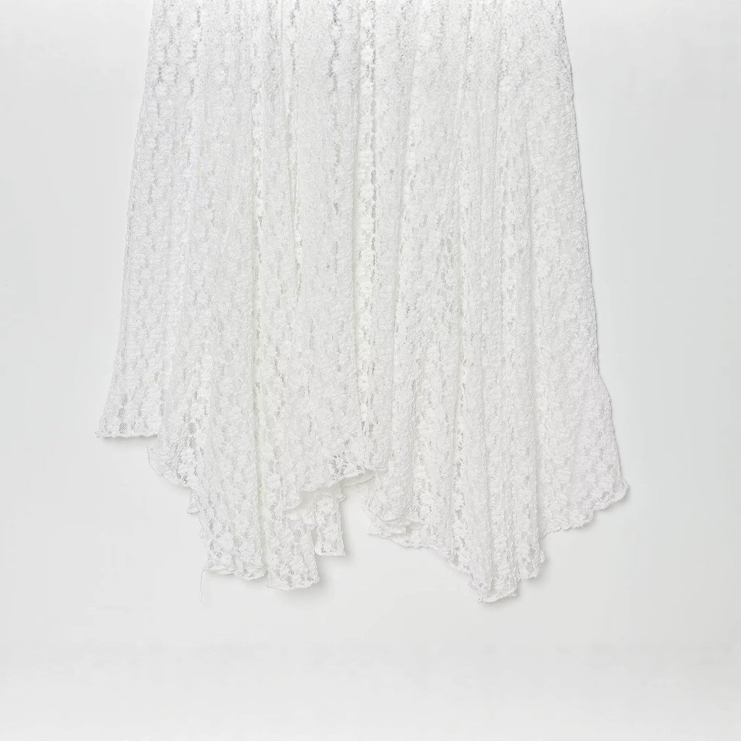 Damen elegantes Langarmkleid mit asymmetrischem Saum und feinen Texturen Drune