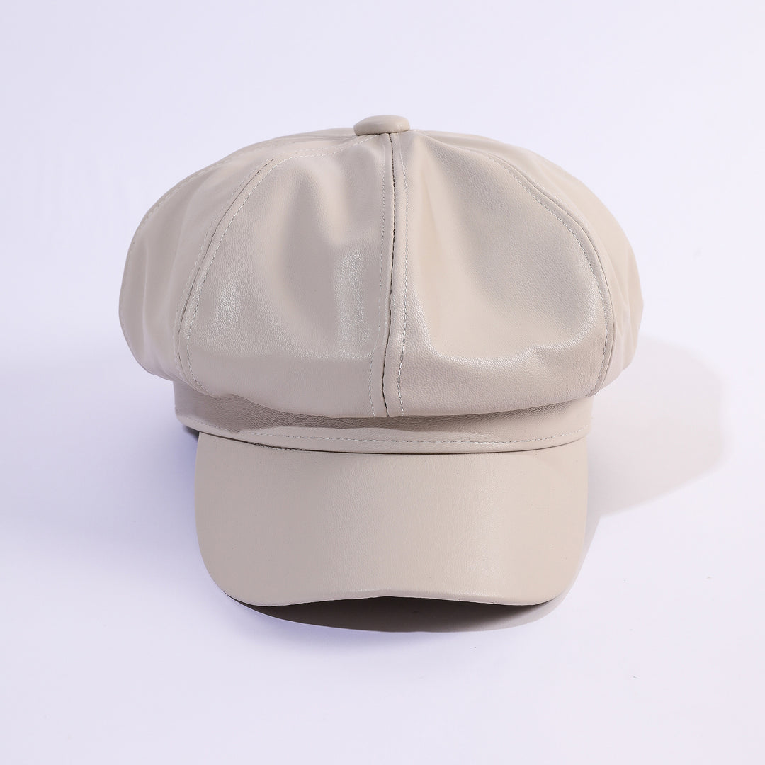 Damen Leder-Baker Boy Cap mit klassischem Design Drune