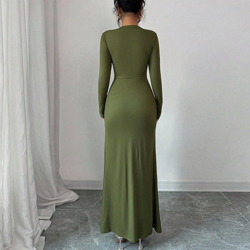 Damen Elegantes Maxikleid mit asymmetrischem Schnitt und betontem Taillenbereich Drune