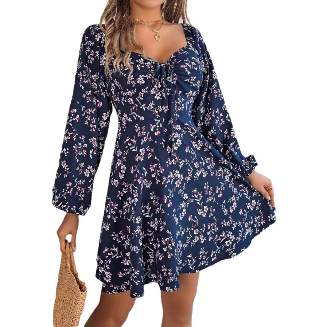 Damen Off-Shoulder Sommerkleid mit floralen Akzenten Drune