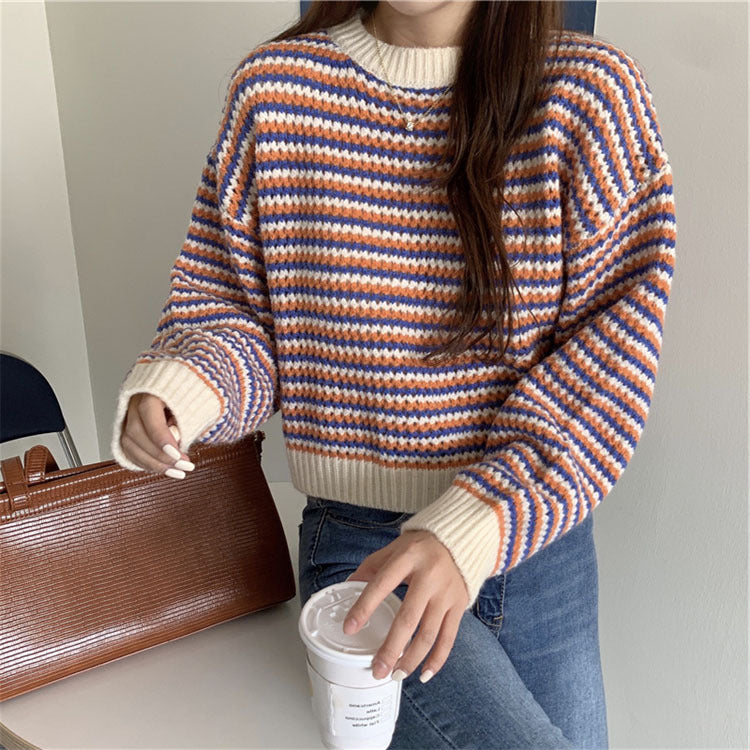 Damen modischer Strickpullover mit Wellenmuster und oversized Schnitt Drune
