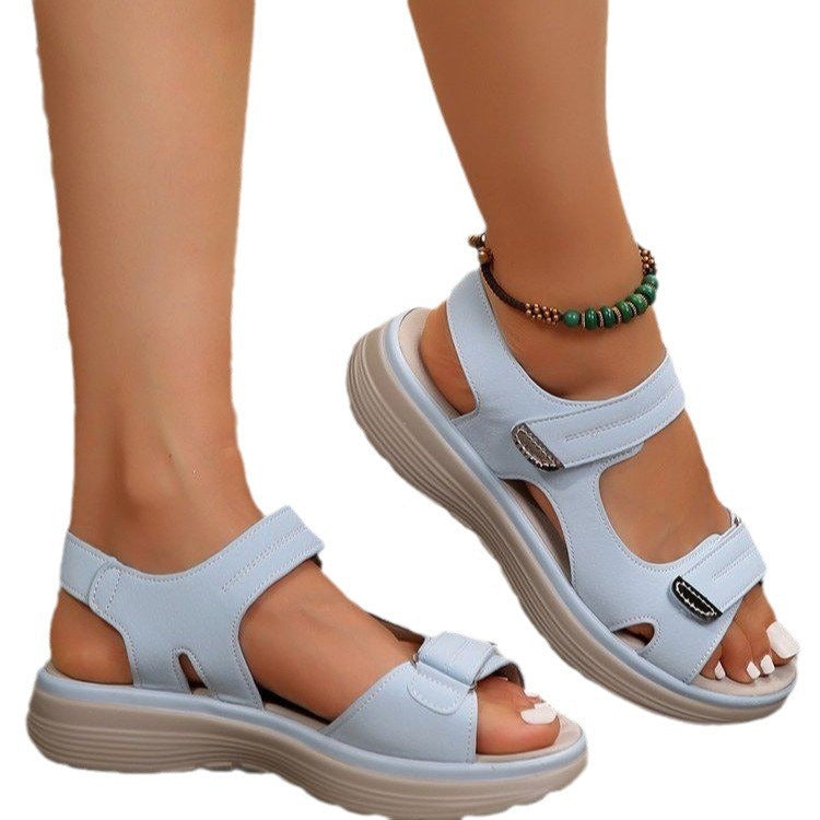 Damen Komfortsandalen mit verstellbaren Klettverschlüssen und ergonomischem Fußbett Drune