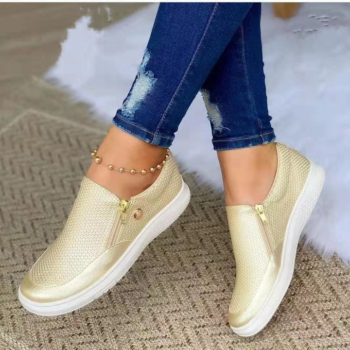 Damen Slip-On Sneakers mit seitlichem Reißverschluss und atmungsaktiver Textur Drune