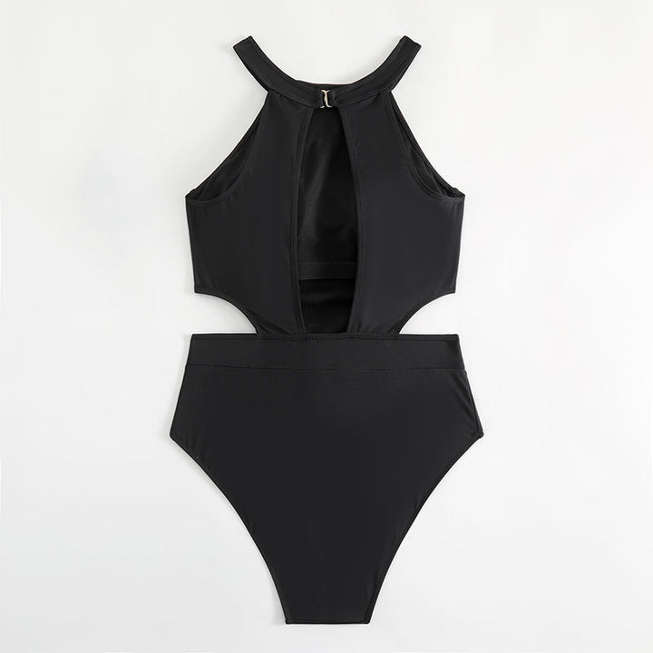 Damen Einteiler Badeanzug mit hohem Kragen und modischen Cut-Outs Drune