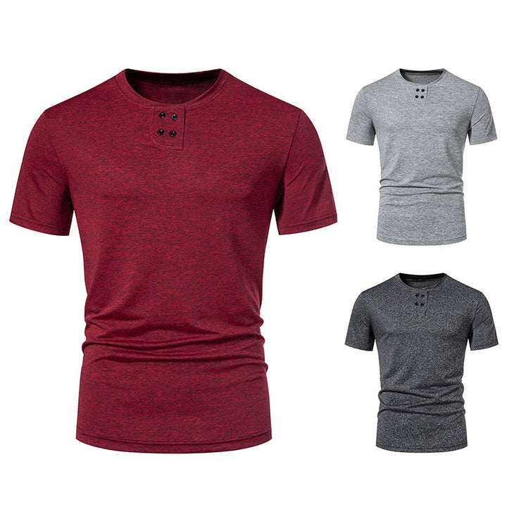 Herren modisches T-Shirt mit strukturiertem Obermaterial und asymmetrischem Kragen Drune