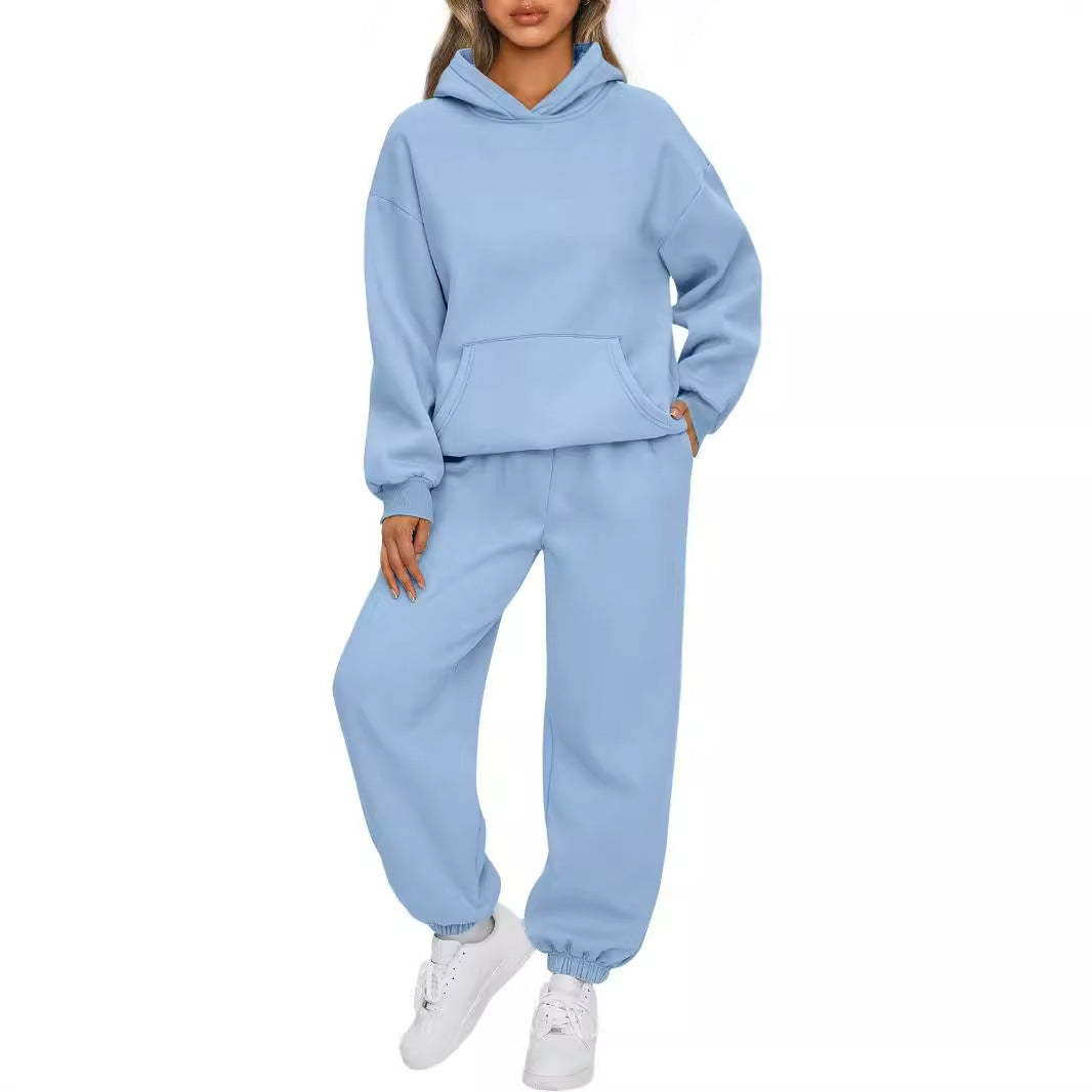 Damen nan kuscheliges oversized Hoodie und Jogginghose Lounge Set aus Baumwollmischung Drune