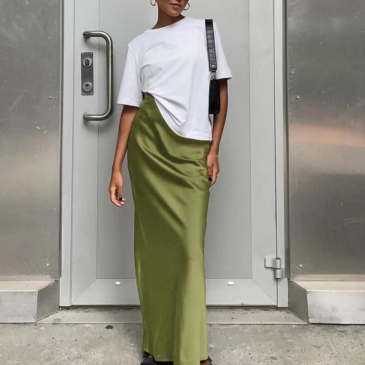 Damen elegantes Maxikleid mit asymmetrischem Schnitt und dekorativem Überwurf Drune