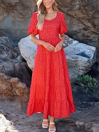 Damen Maxikleid mit schwingendem Saum und floralem Muster Drune