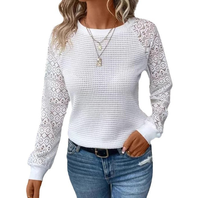 Damen Pullover mit Spitzenärmeln Drune