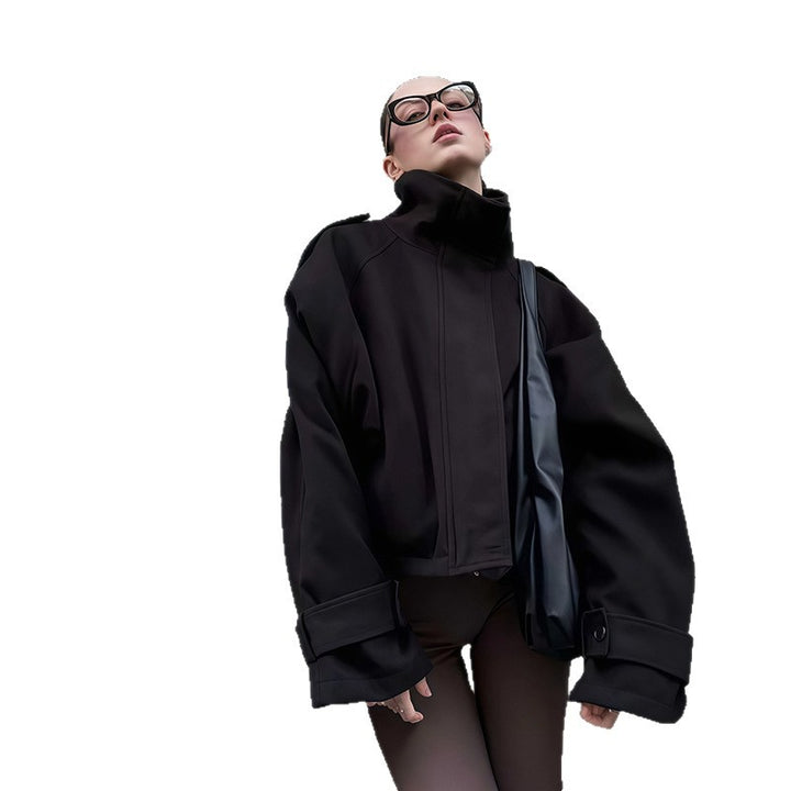 Damen Modische Oversized-Jacke mit hohem Kragen und innovativem Schnitt Drune