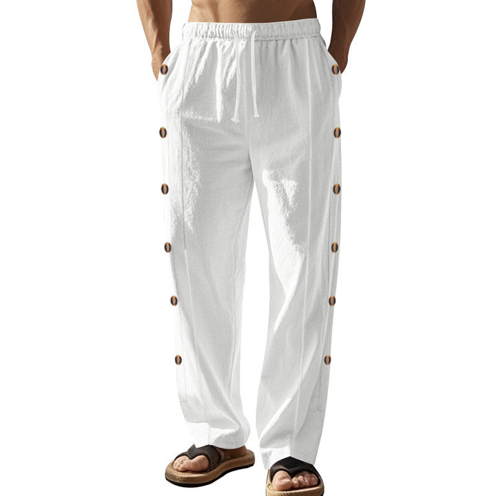 Herren lässige Strandhose mit seitlichen Knopfdetails Drune