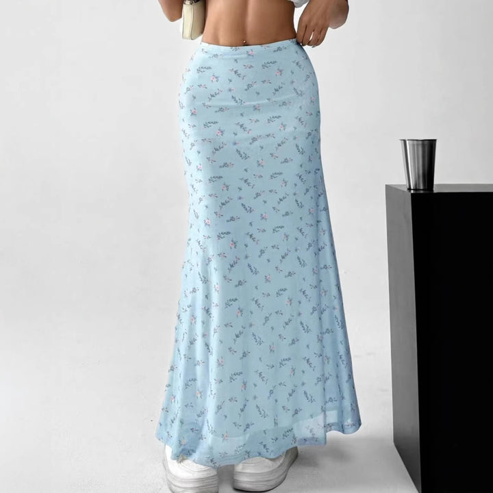 Damen Langrock mit floralen Motiven und fließendem Schnitt Drune
