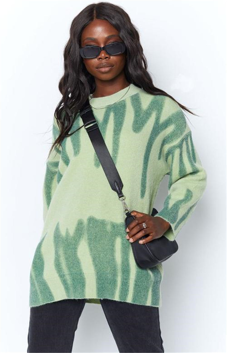 Damen Oversized Pullover mit modernem Farbmustermix und lässigem Schnitt Drune