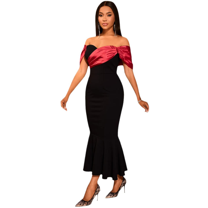 Damen Elegantes schnittloses Abendkleid mit voluminösem Taillenvolant Drune
