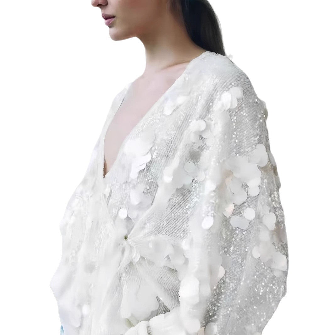 Damen elegante und funkelnde Seidenbluse Drune