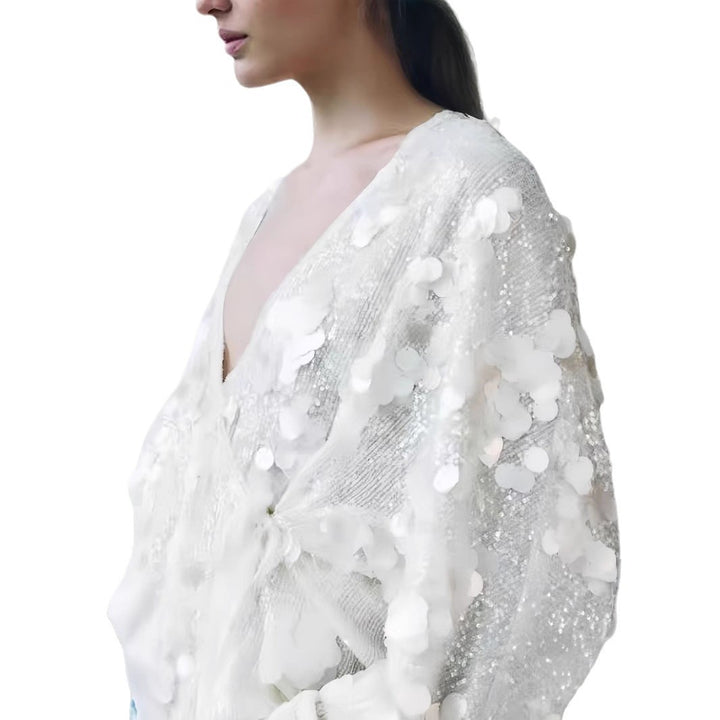 Damen elegante und funkelnde Seidenbluse Drune