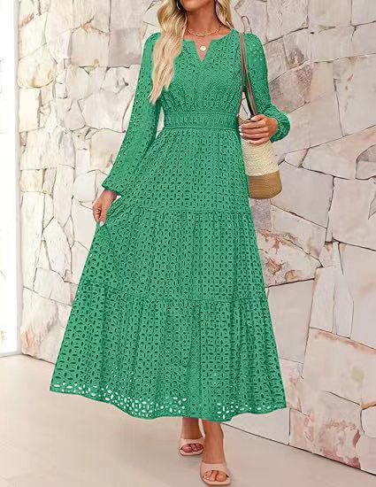 Damen Maxikleid im eleganten gehäkelten Design Drune