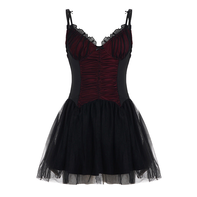 Damen Sexy Spitzenkleid im figurbetonten Design mit glänzendem Unterrock Drune