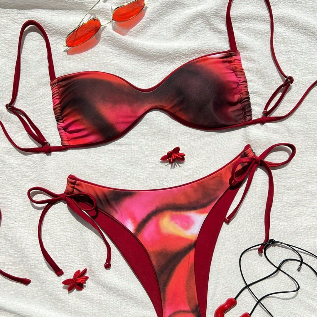 Damen Push-Up Bikini mit elegantem Animal-Print und verstellbaren Trägern Drune