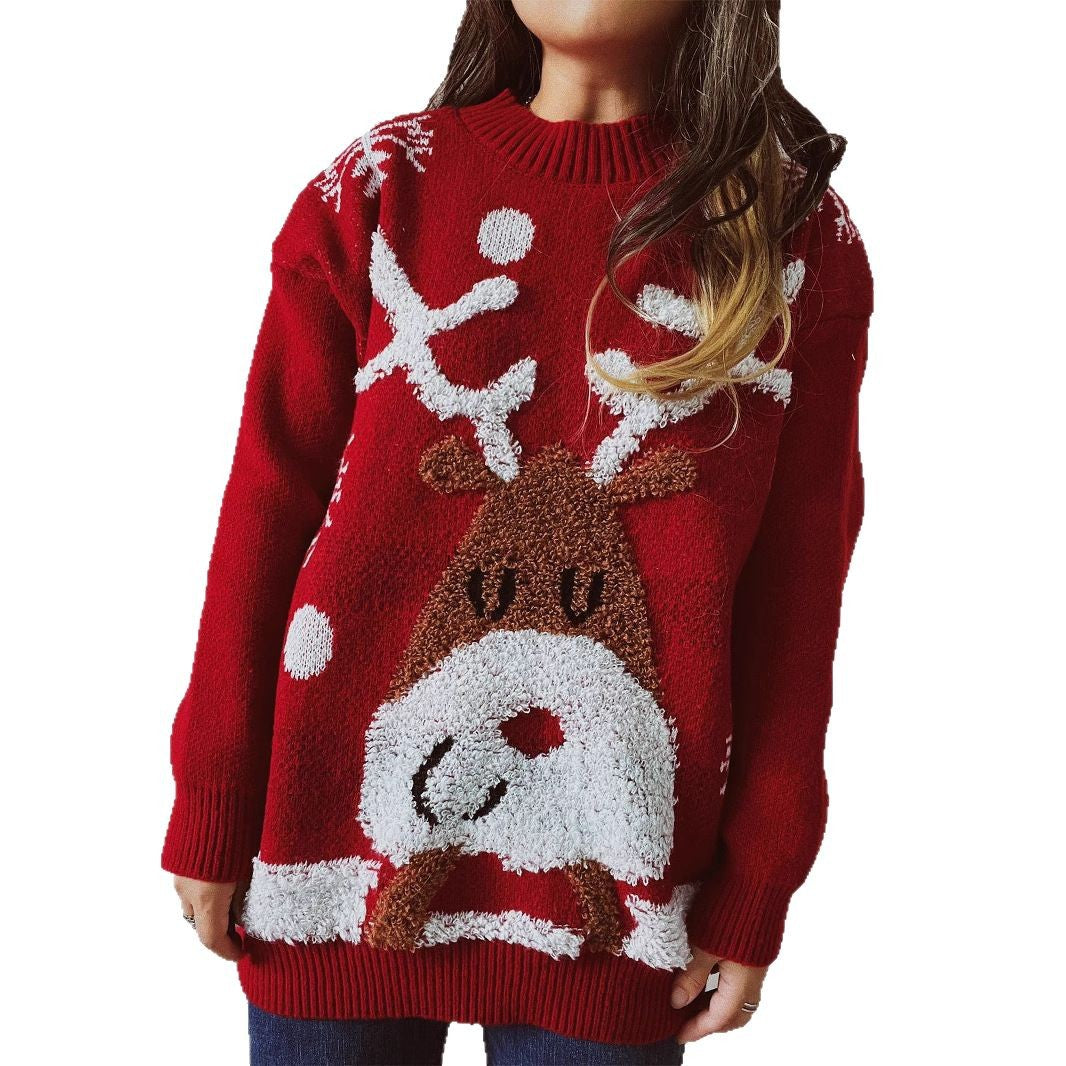 Damen Kuscheliger Weihnachts-Pullover mit lustigem Rentier-Motiv Drune