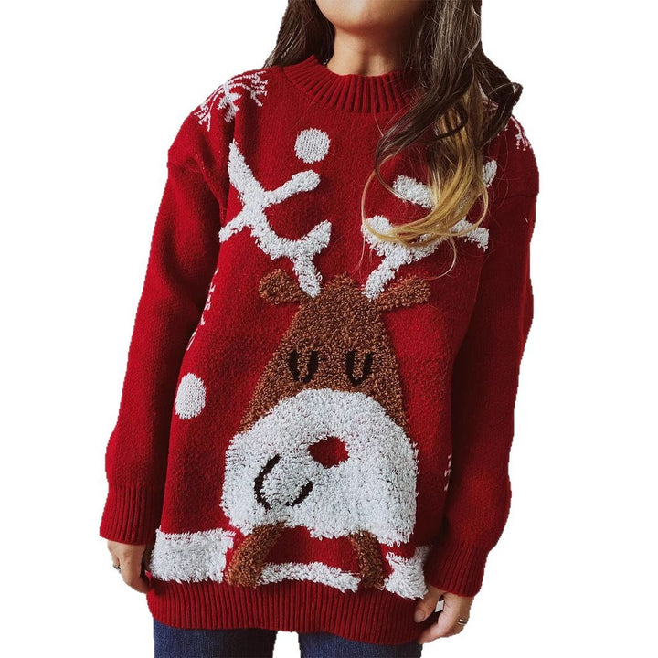Damen Kuscheliger Weihnachts-Pullover mit lustigem Rentier-Motiv Drune