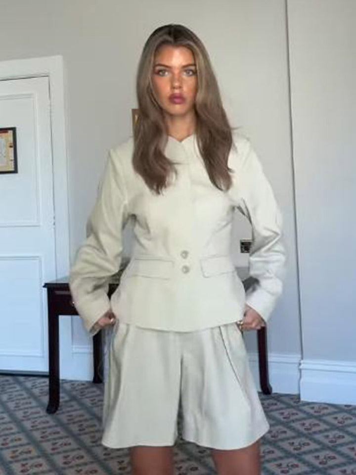 Damen elegantes Blazer-Shorts-Set Drune