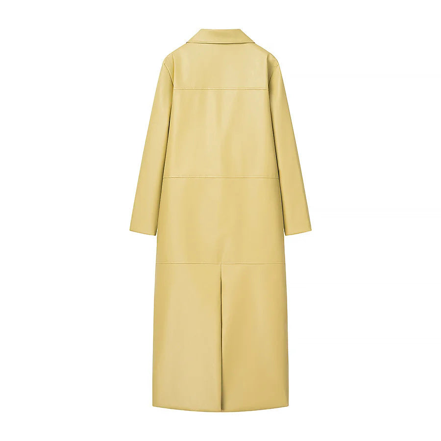 Damen elegante Kunstledermantel Drune
