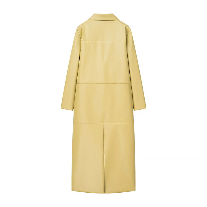 Damen elegante Kunstledermantel Drune