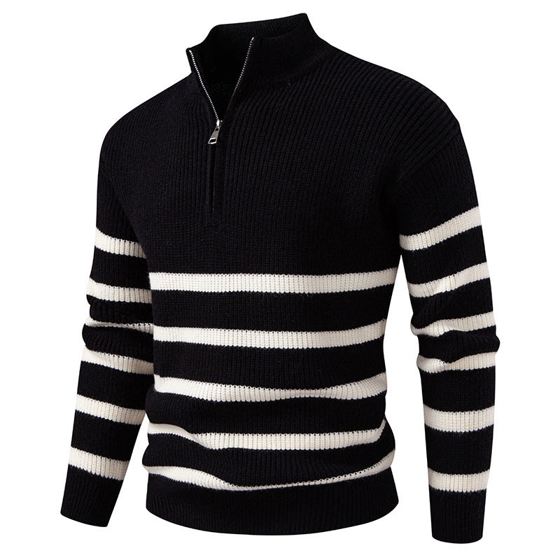 Herren modischer Rollkragenpullover mit strukturiertem Design und halbem Reißverschluss Drune