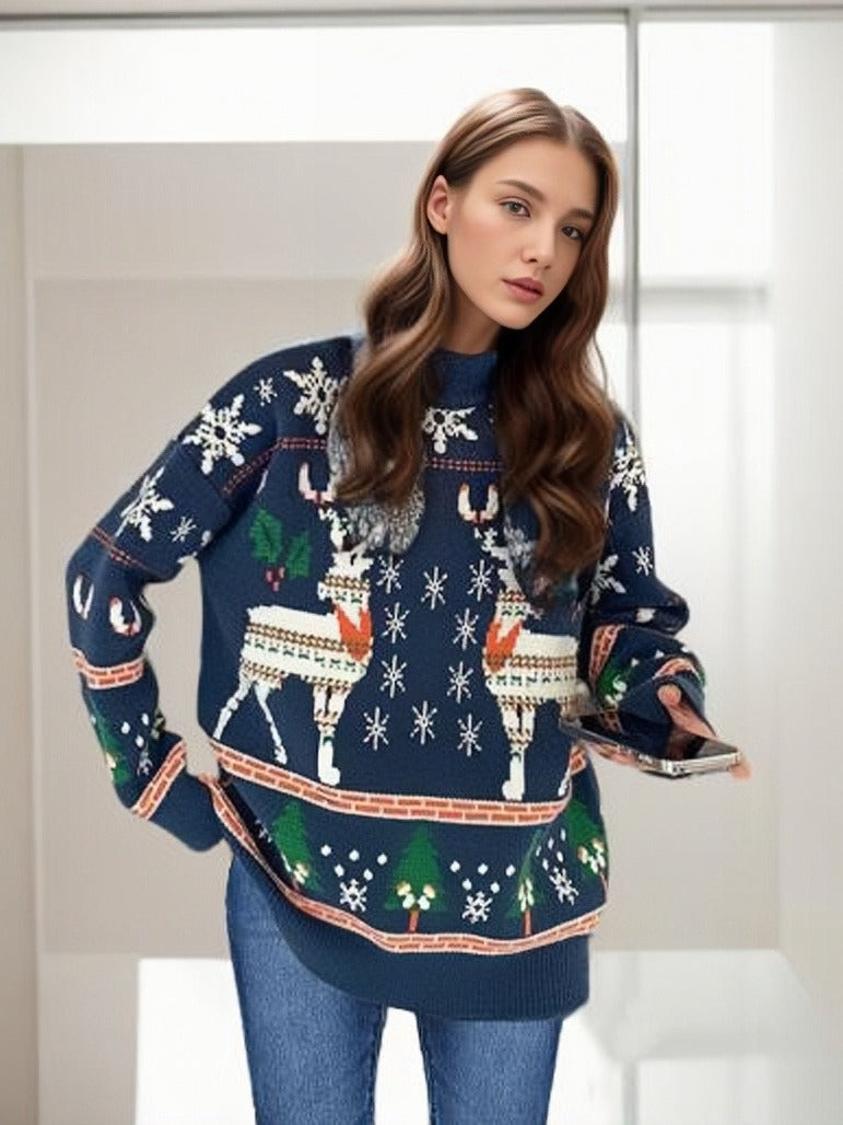Damen Weihnachtspullover mit festlichem Motiv aus hochwertiger Baumwolle Drune