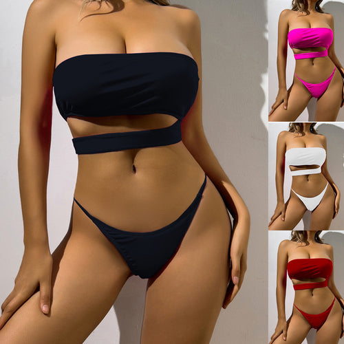 Damen Bikini-Set mit raffiniertem Bandeau-Oberteil und verführerischem Cut-Out Drune